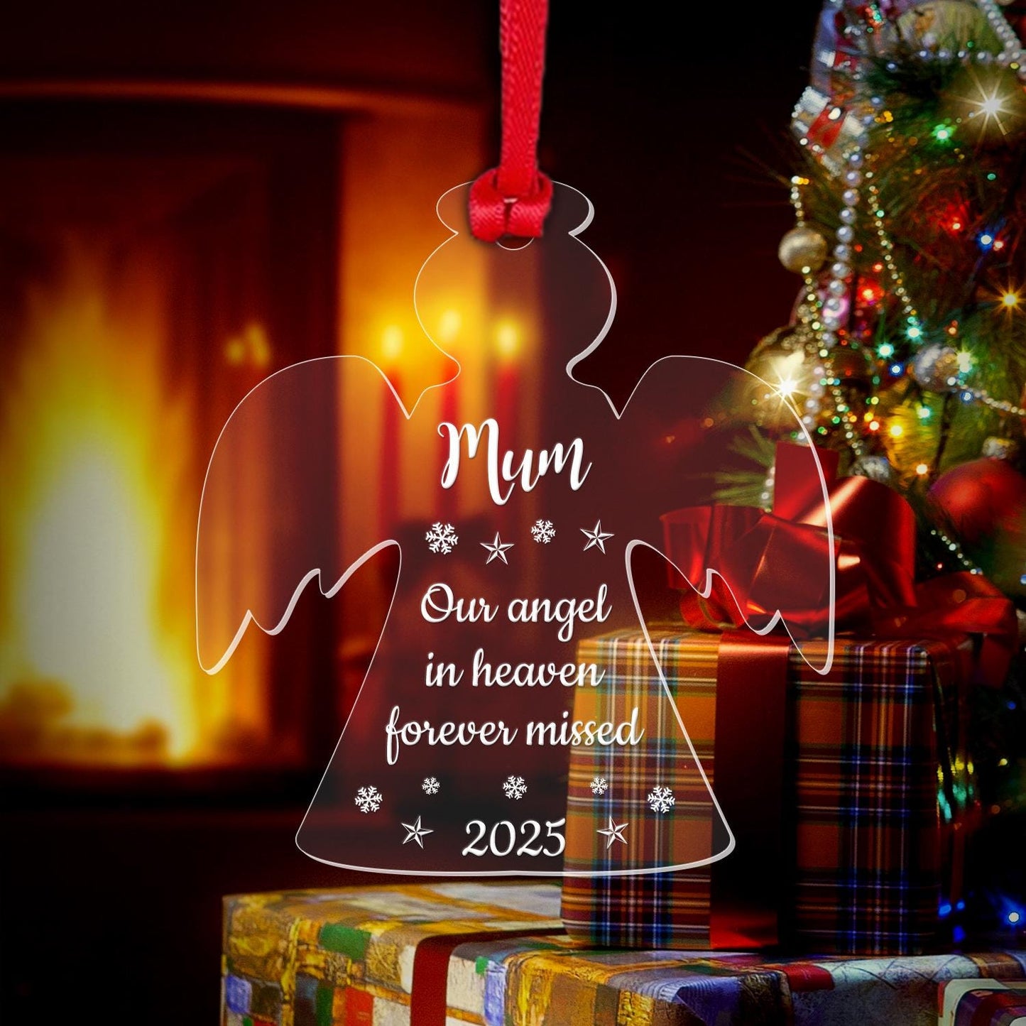 Personalised Memorial Christmas Bauble Any Name Xmas Tree Angel Remembrance Gift