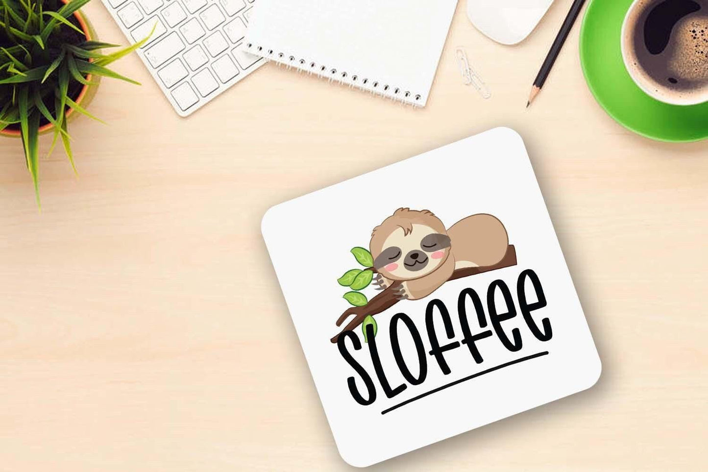 Sloth Coffee Mug and Coaster Set: Funny 'Sloffee' Tea Cup Gift