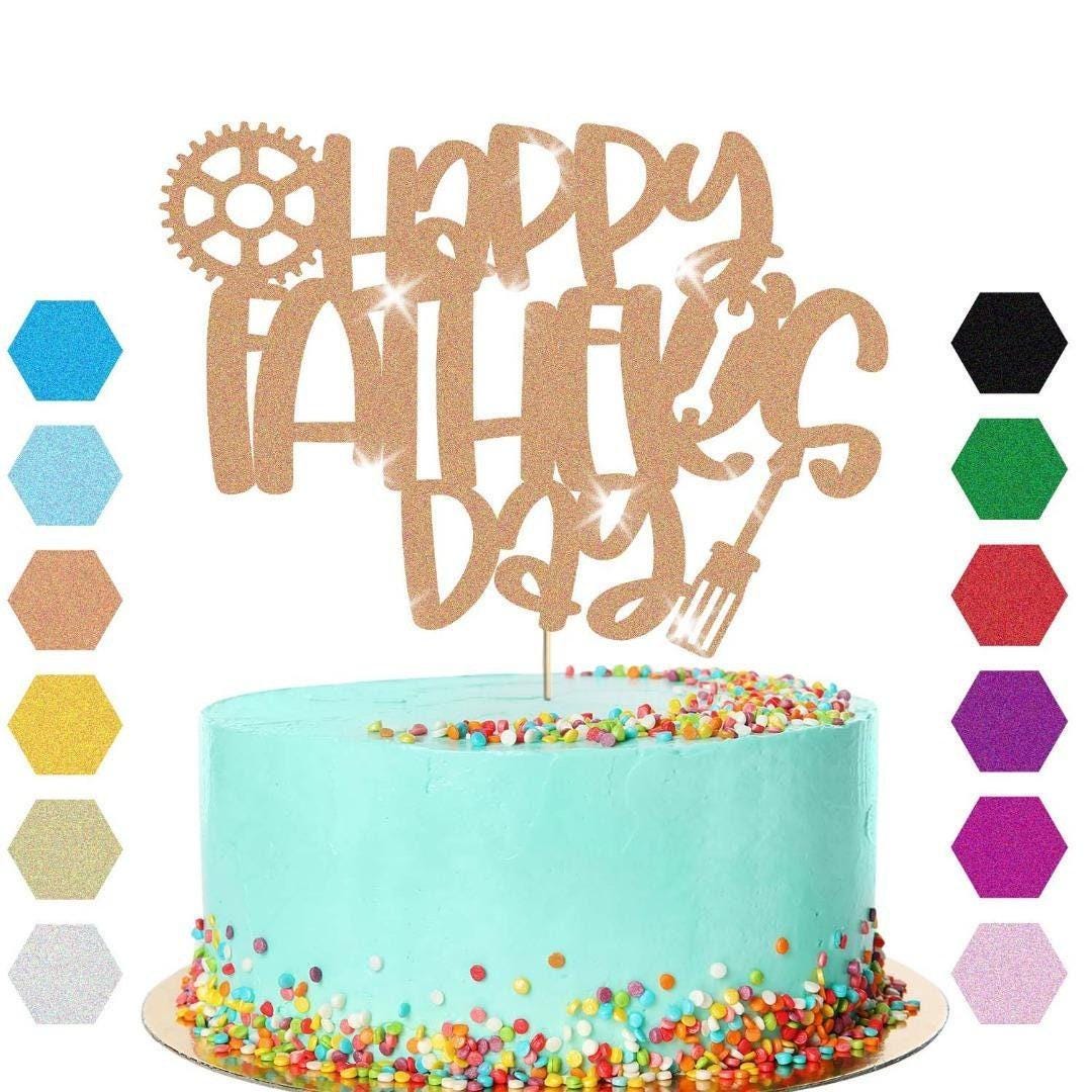 Happy Fathers Day Cake Topper Super Dad Daddy Men Party Glitter Cake Decoration