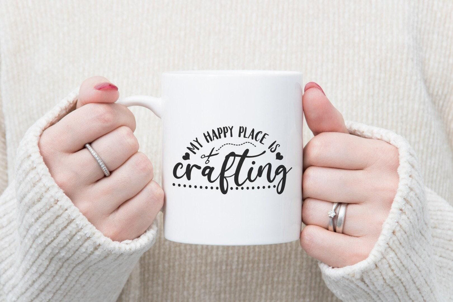 My Happy Place Is Crafting - Funny Novelty Mug & Coaster Coffee Tea Cup Artistic Gift