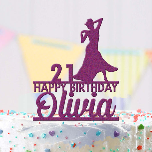 Personalised Acrylic Dress Dancing Girls Birthday Cake Topper Decoration Gift