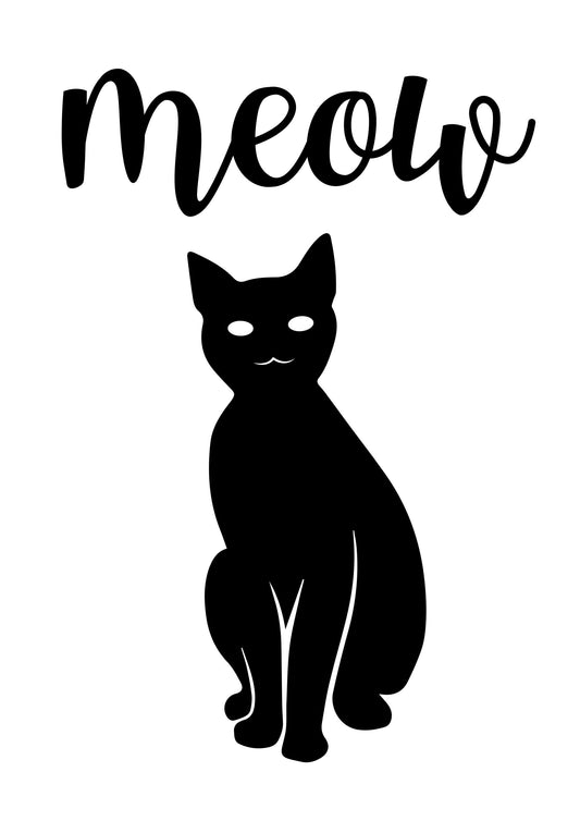 Meow Cat Wall Art Poster Minimalistic Typography Prints Room Home Decor