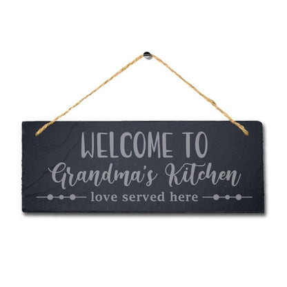 Personalised Grandma Kitchen Hanging Slate Sign Love Served Here Gardening Gift