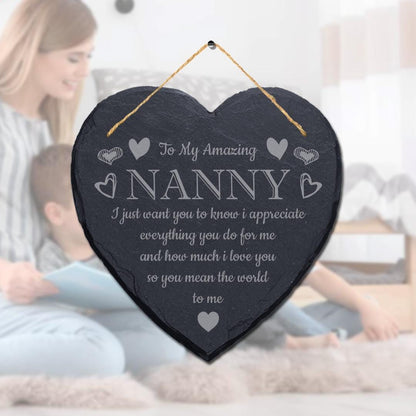 Nan Mothers Day Gifts Nanny Nanna Grandma Hanging Plaque Slate Sign Heart Love Poem
