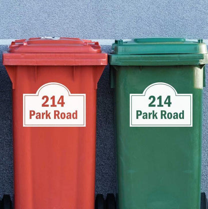 Personalised Wheelie Bin Sticker: Arch House Number, Waterproof Vinyl