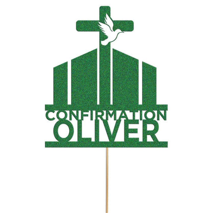 Personalised Glitter Confirmation Cake Topper: Christian Cross Decor