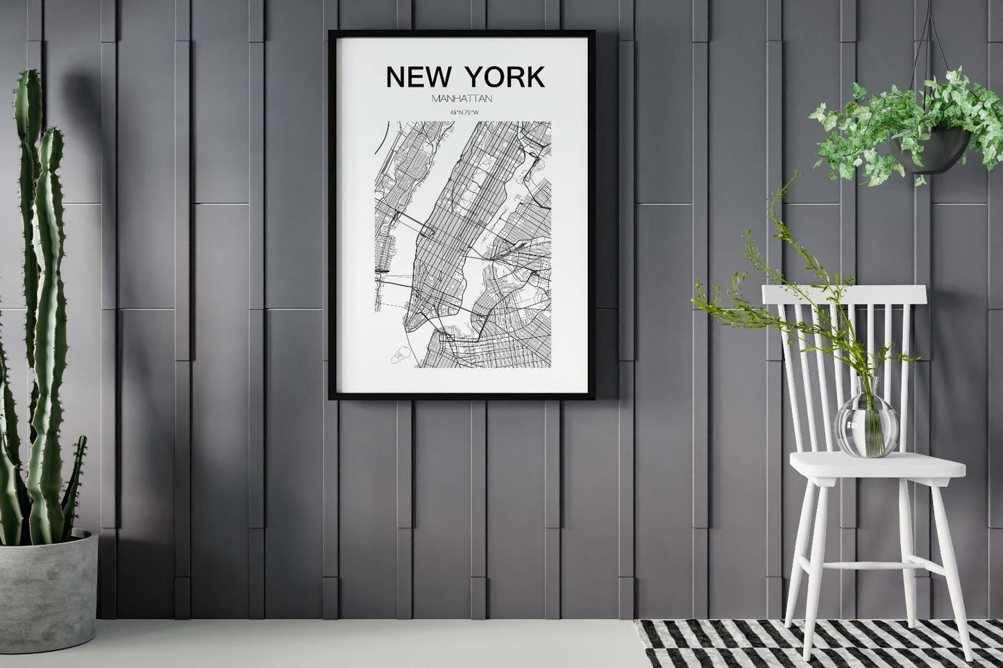 New York Map Manhattan Bedroom World Wall Art Home Room Decor Print Poster