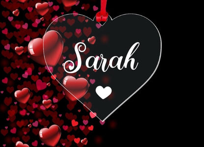 Personalised Name Bauble Christmas Couple Gift Valentines Day Heart Keepsake
