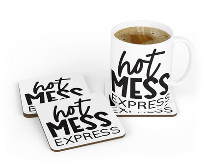 Hot Mess Express Mug & Coaster Set Christmas Funny Birthday Coffee Xmas Tea Gift