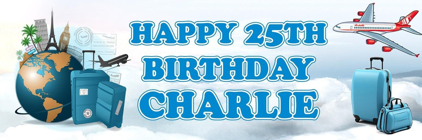 2 Personalised Aeroplane Birthday Party Celebration Banners Decoration Posters