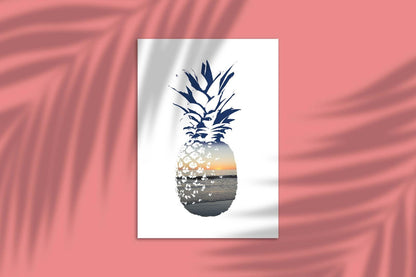 Pineapple Beach Sunset Bedroom Wall Art Minimalist Home Room Decor Print Poster