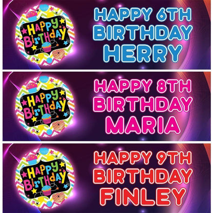 2 Personalised Retro Neon Birthday Design 2 Celebration Banner Decoration Poster