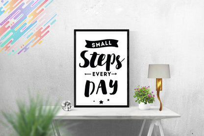 Small Steps Every Day Inspirational Positive Quote Picture Poster Print Wall Art