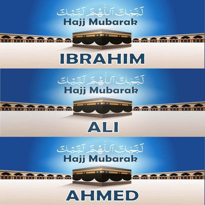 Personalised Hajj Mubarak Banner: Set of 2 Celebration Banners