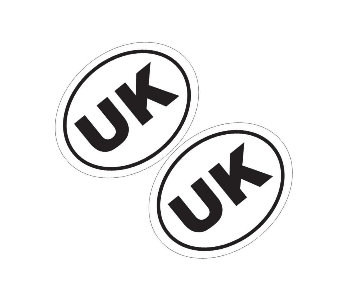 UK Oval Car Sticker: Vinyl Self Adhesive, Road Legal (Set of 2)