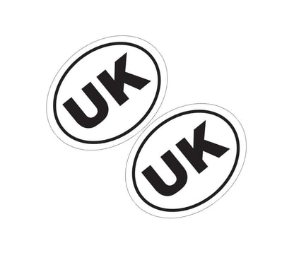 UK Oval Car Sticker: Vinyl Self Adhesive, Road Legal (Set of 2)