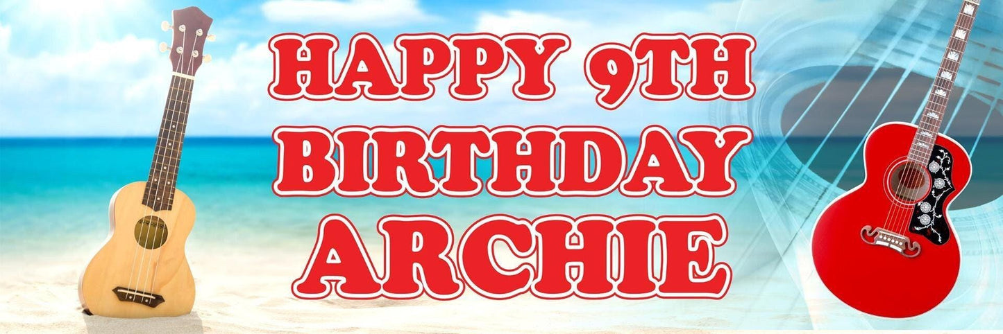 2 Personalised Guitar Birthday Party Celebration Banners Decoration Posters