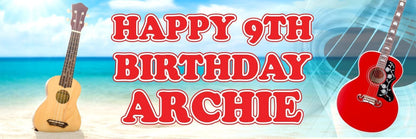 2 Personalised Guitar Birthday Party Celebration Banners Decoration Posters