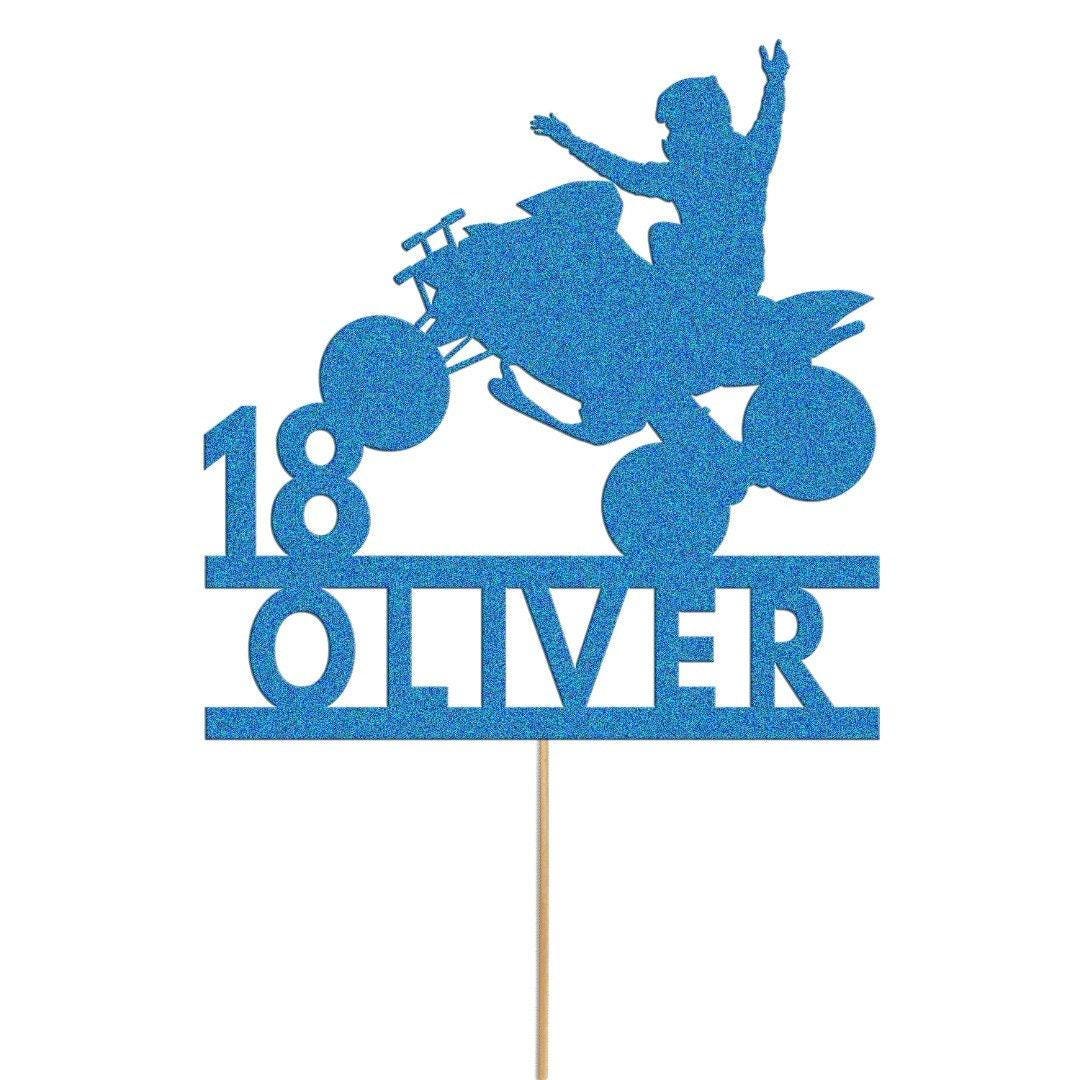 Personalised Quad Bike Glitter Cake Topper: ATV Birthday Decoration
