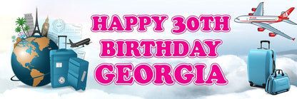 2 Personalised Aeroplane Birthday Party Celebration Banners Decoration Posters