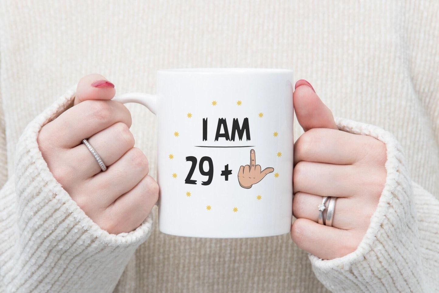 Funny 30th Birthday Mug: Rude Middle Finger Coffee Mug & Coaster Set