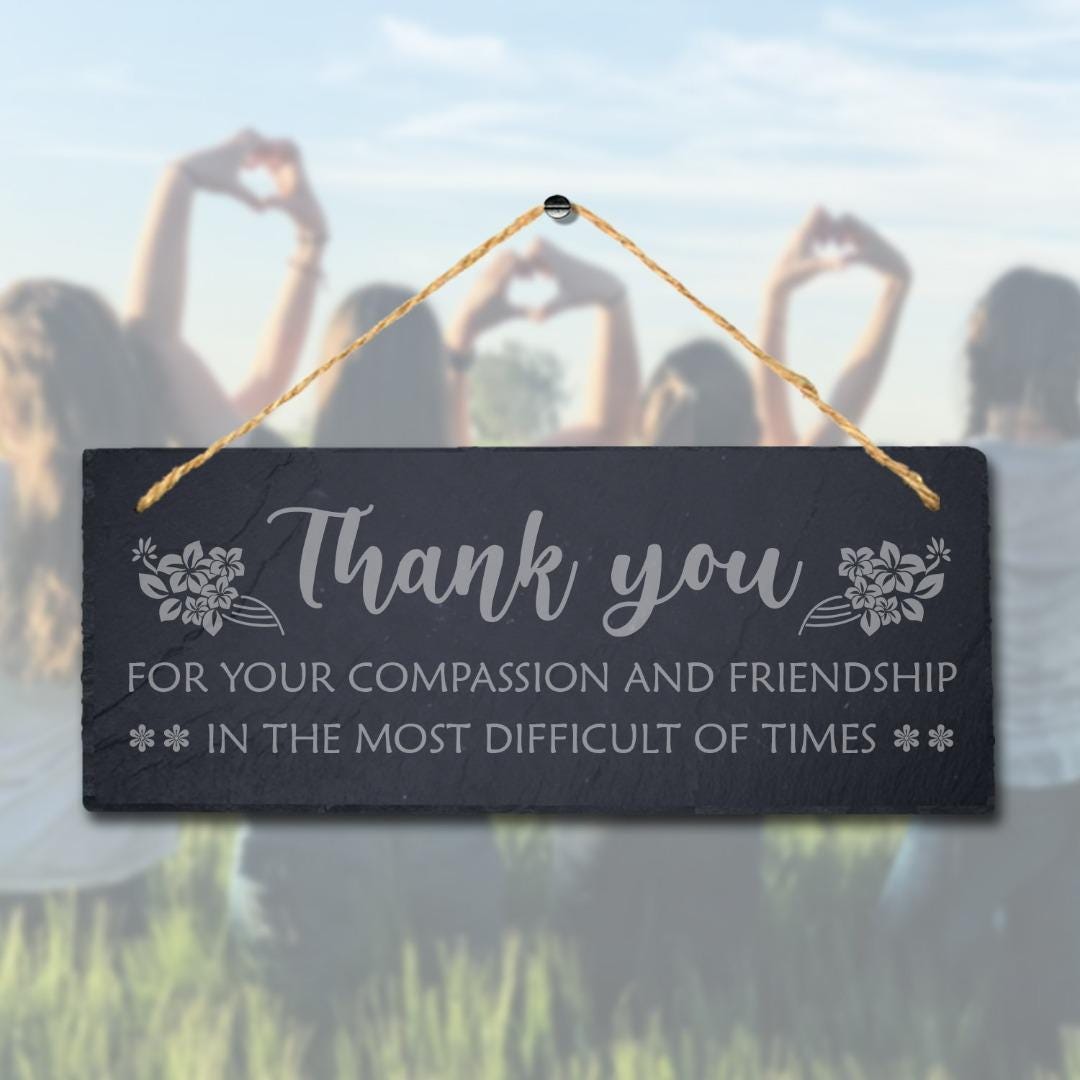 Laser Engraved Slate Friendship Gift Plaque with Jute Rope