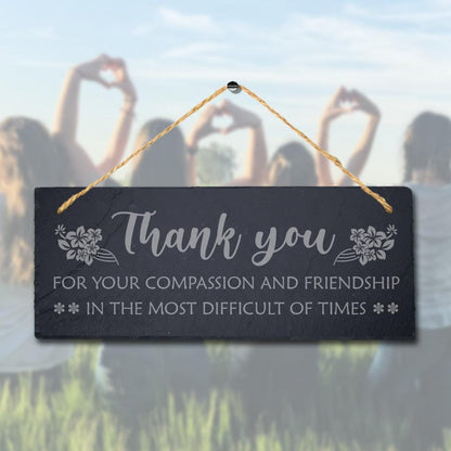 Laser Engraved Slate Friendship Gift Plaque with Jute Rope
