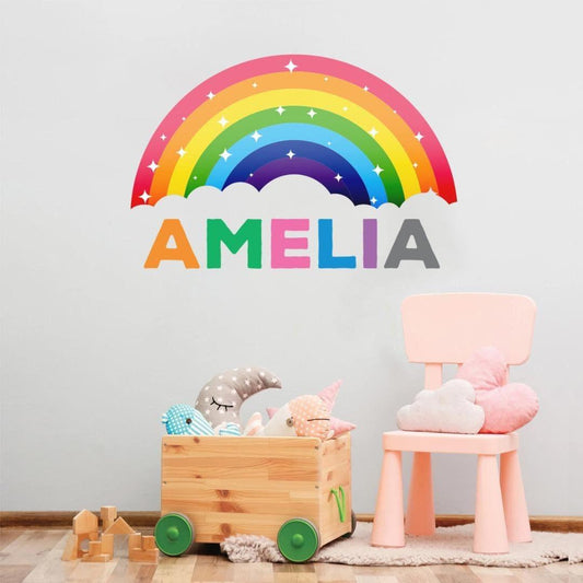 Personalised Rainbow Wall Sticker Name Decal Vinyl Girls Kids Nursery Bedroom