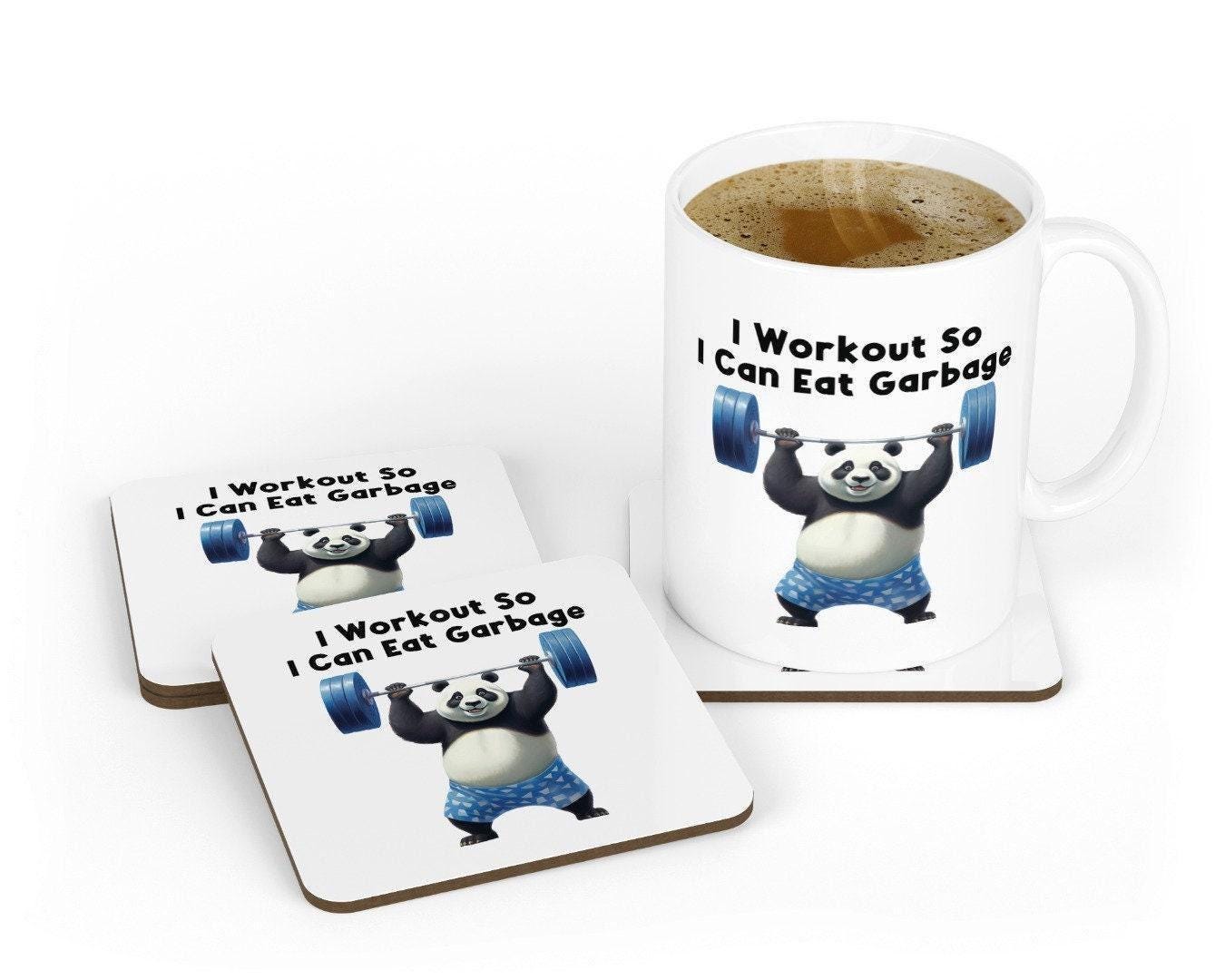 Funny Fitness Panda Coffee Mug & Coaster Set