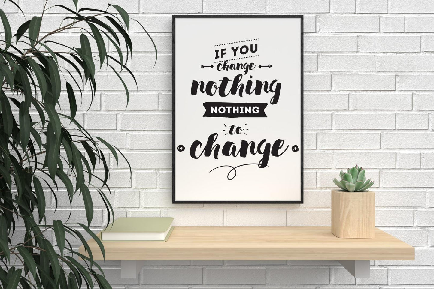 If You Change Nothing Inspirational Positive Quote Picture Poster Print Wall