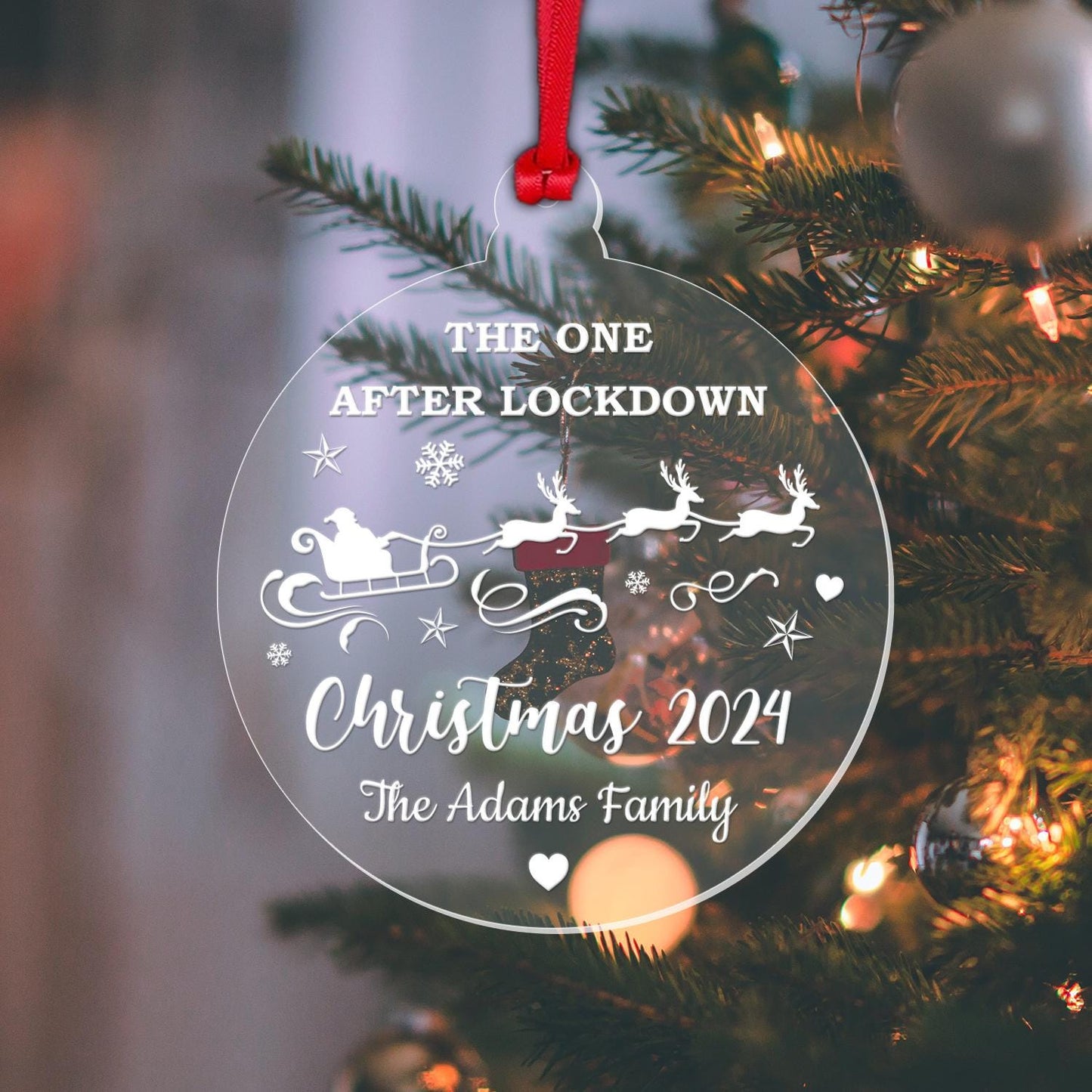 Personalised Family Name Christmas Bauble Lockdown Xmas Keepsake Decoration Gift