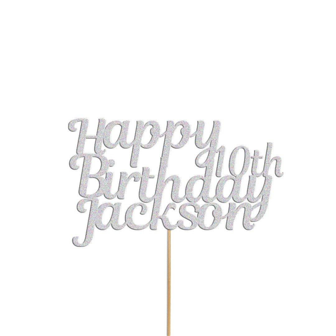 Personalised Happy Birthday Cake Topper With Custom Name & Age Birthday Decoration
