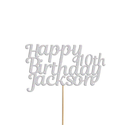 Personalised Happy Birthday Cake Topper With Custom Name & Age Birthday Decoration