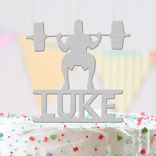 Personalised Weight Lifting Birthday Cake Topper Gym Training Acrylic Decoration