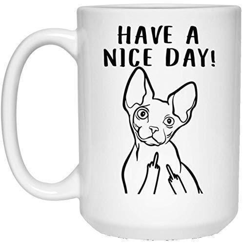 Sphynx Cat Mug: Funny Middle Finger Coffee Cup - Gift for Cat Lovers