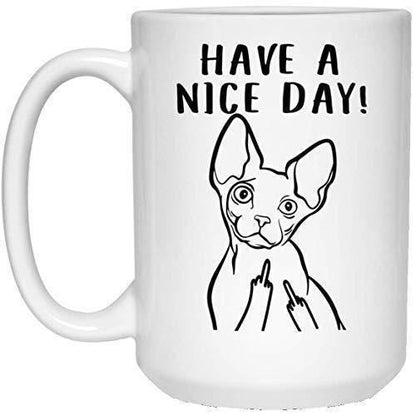 Sphynx Cat Mug: Funny Middle Finger Coffee Cup - Gift for Cat Lovers