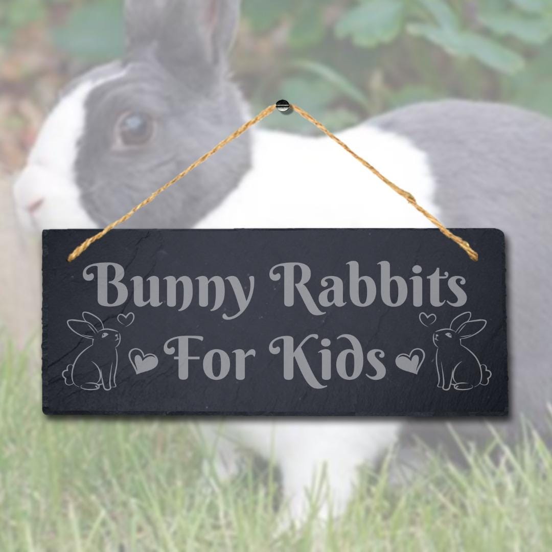 Laser Engraved Bunny Slate Plaque: Kids Room Decor