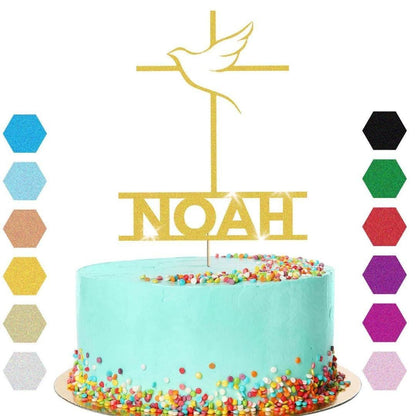 Personalised Cross With Dove Confirmation Cake Topper Congratulation Any Name