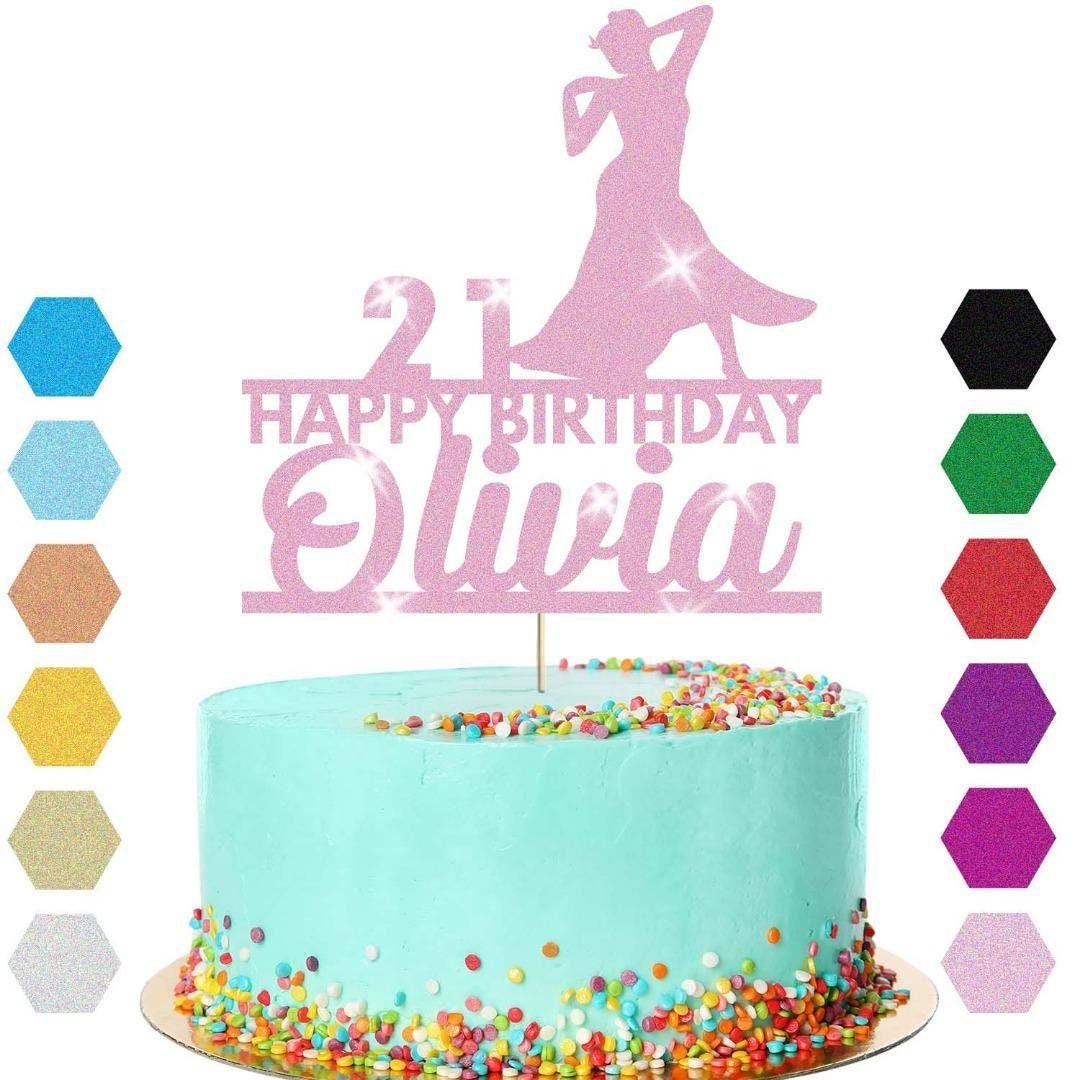 Dress Dancing Cake Topper Personalised Girls Birthday Decoration Any Name & Age