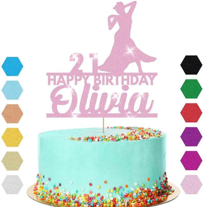 Dress Dancing Cake Topper Personalised Girls Birthday Decoration Any Name & Age