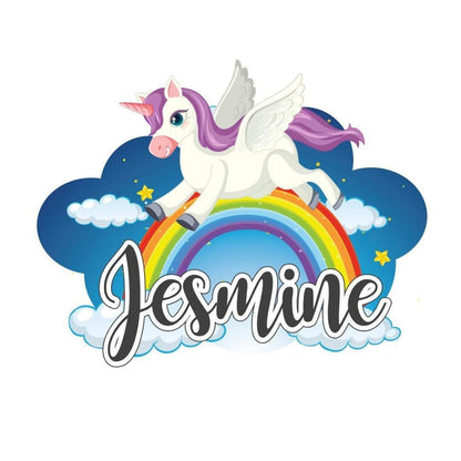 Personalised Rainbow Unicorn Wall Sticker Name Vinyl Decal Girls Kids Nursery Bedroom