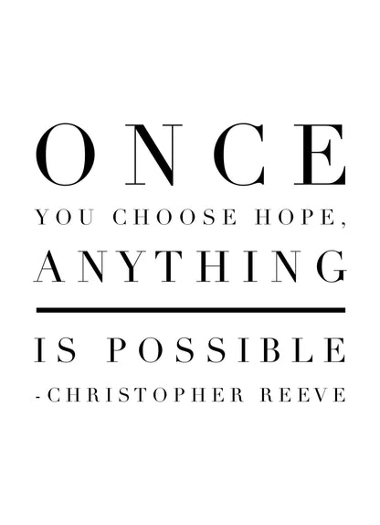 Once Choose Hope Motivational Inspirational Love Positive Quote Poster Wall