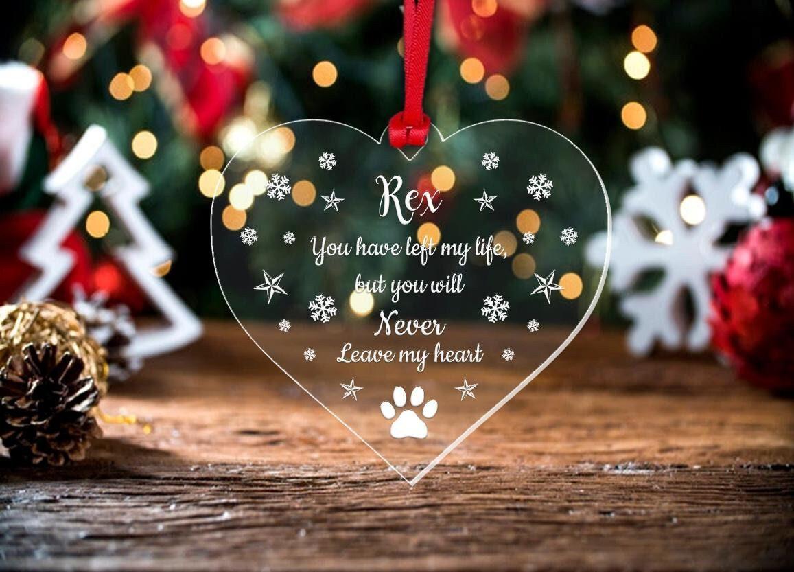 Personalised Pet Memory Christmas Bauble Dog Cat Memorial Paw Xmas Keepsake Gift