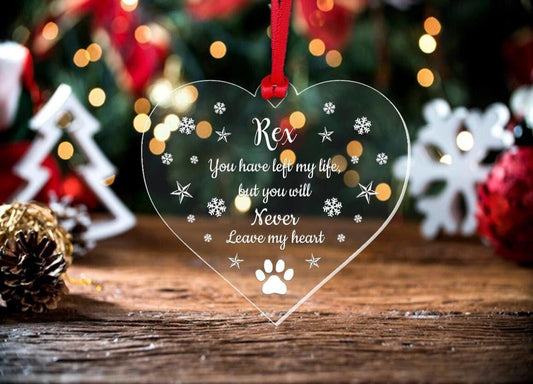 Personalised Pet Memory Christmas Bauble Dog Cat Memorial Paw Xmas Keepsake Gift