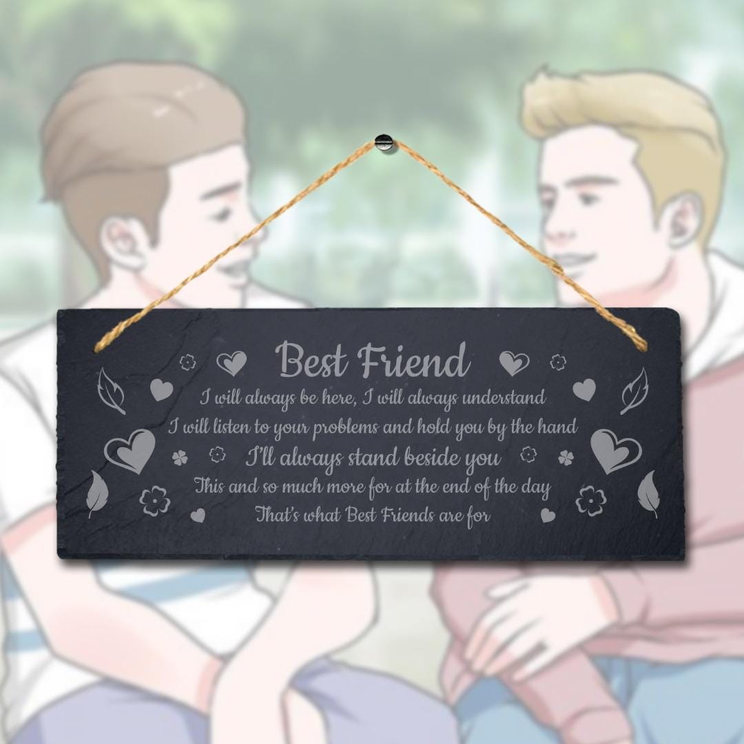 Best Friends Laser Engraved Hanging Slate Art Friendship Sentimental Plaque Sign