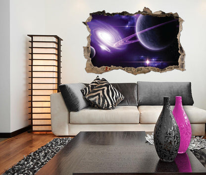 3D Saturn Space Wall Decal: Peel & Stick Vinyl Mural