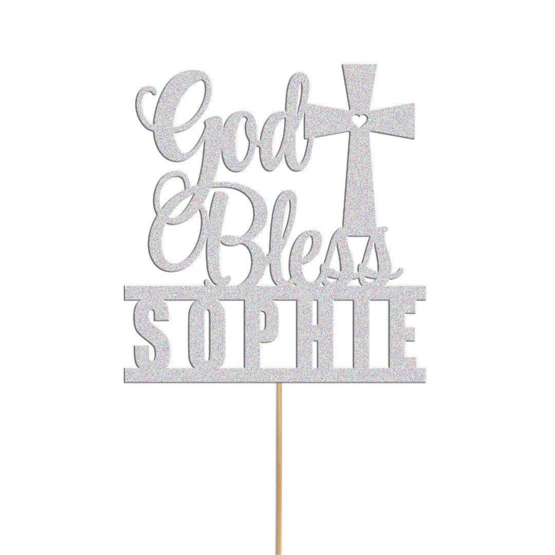 Personalised Glitter Cake Topper: Baptism, Confirmation, Christening