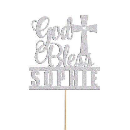 Personalised Glitter Cake Topper: Baptism, Confirmation, Christening
