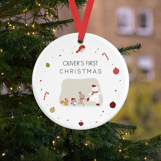 Personalised Babys First Christmas  Ceramic Bauble 1st Xmas Tree Hanging Keepsake Moment Gift