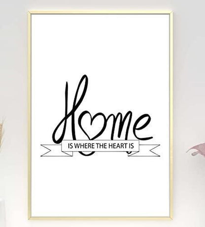 Home Is Where Heart Is Inspirational Positive Thought Quote Art Poster Print